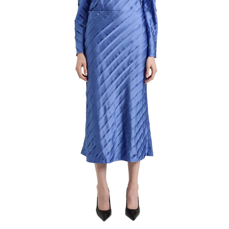 Veronika Maine Hydrangea Strip Satin Bias Skirt image number 0